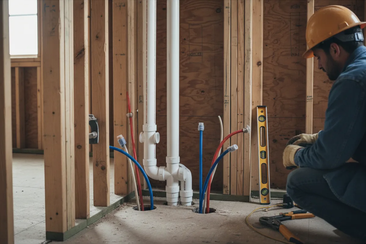 Drain and supply rough-in during Leak Detection in Bostic
